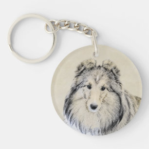 Porte-clés Peinture de chien de berger de Shetland - art