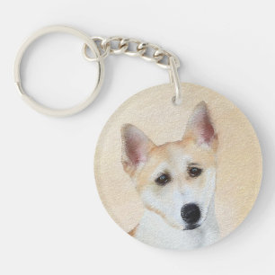 Porte-clés Peinture de chien de Canaan - jolie art original d