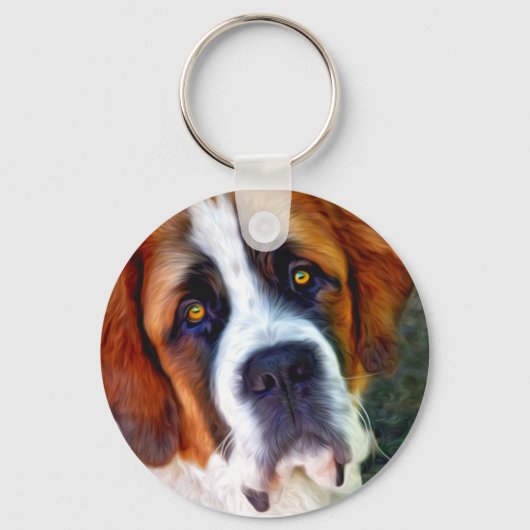 Porte-clés Peinture de chien St Bernard (Recto)