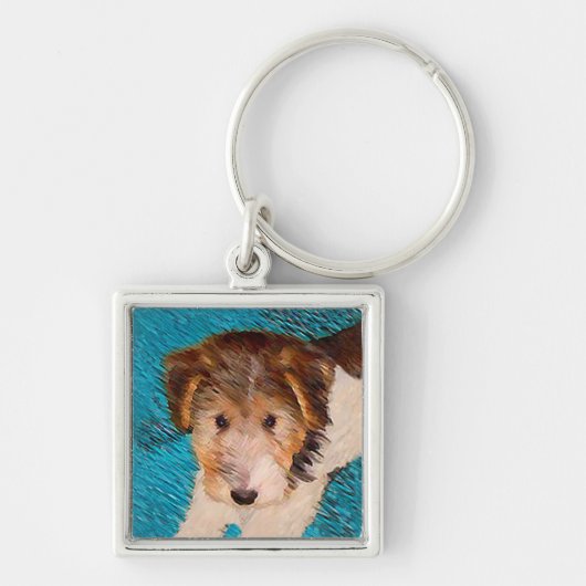 Porte-clés Peinture de chiot Wire Fox Terrier - Art original (Devant)