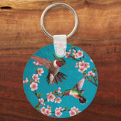 Porte-clés Peinture de colibri de style vintage (Recto)