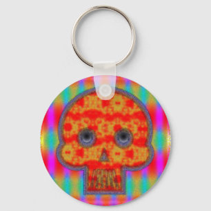 Porte-clés Peinture de crâne de robot coloré