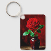 Porte-clés Peinture de fleurs de rose rouge (Recto)