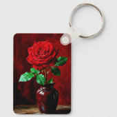 Porte-clés Peinture de fleurs de rose rouge (Verso)