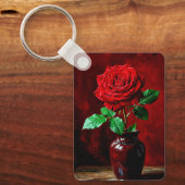 Porte-clés Peinture de fleurs de rose rouge (Recto)