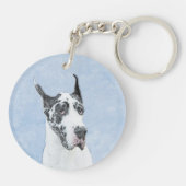 Porte-clés Peinture de Great Dane (Arlequin) - Art original d (Dos)
