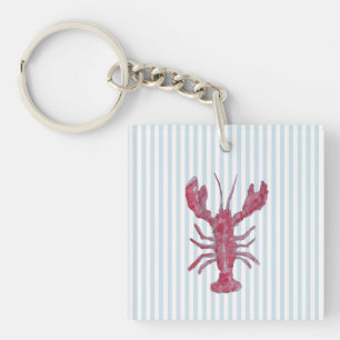 Porte-clés Peinture de homard rayure bleue marine Côtière