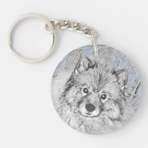 Porte-clés Peinture de Keeshond Beth - Art original de chien