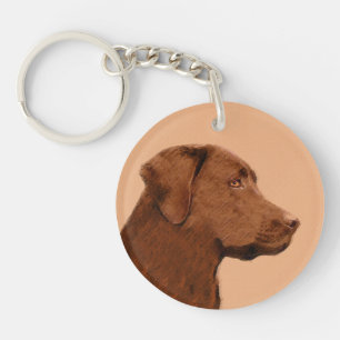 Porte-clés Peinture de Labrador Retriever (Chocolat) - Art Ca