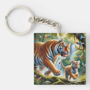 Porte-clés Peinture de l'harmonie de la jungle tropicale