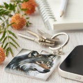 Porte-clés Peinture de loup (Devant Droit)
