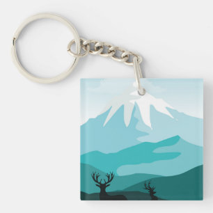 Porte-clés Peinture de montagne moderne