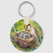 Porte-clés Peinture de nid d'oiseau doux (Verso)
