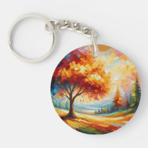 Porte-clés Peinture de paysage avec des couleurs vives