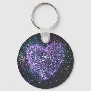 Porte-clés Peinture de peinture pourpre Coeur