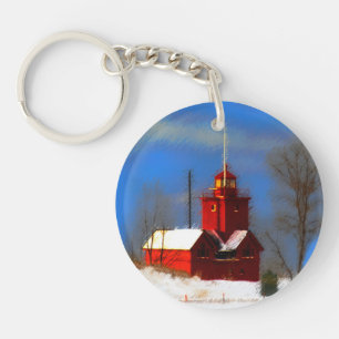 Porte-clés Peinture de phare rouge - Art original