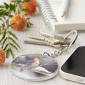 Porte-clés Peinture de pic à ventre rouge Art original (Devant droit)