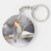 Porte-clés Peinture de pic à ventre rouge Art original (Dos)