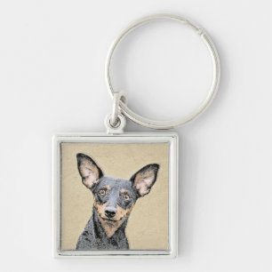Porte-clés Peinture de Pinscher Nain Mignon Art Original de C