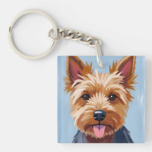 Porte-clés Peinture de portrait de chien Terrier du Yorkshire