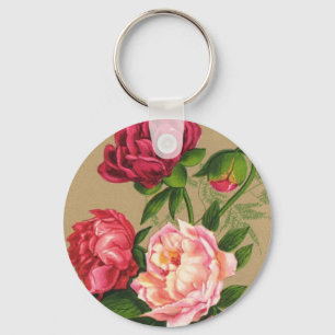 Porte-clés Peinture de roses roses et rouges