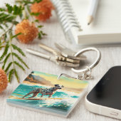 Porte-clés Peinture de Surf à la Plage dalmate (Devant Droit)