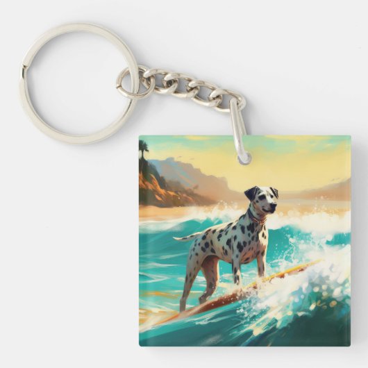 Porte-clés Peinture de Surf à la Plage dalmate (Devant)