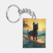 Porte-clés Peinture de surf de plage Affenpinscher (Devant gauche)