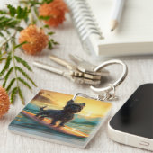 Porte-clés Peinture de surf de plage Affenpinscher (Devant Droit)