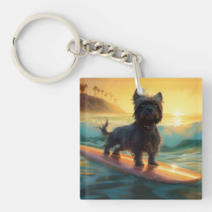 Porte-clés Peinture de surf de plage Affenpinscher