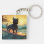 Porte-clés Peinture de surf de plage Affenpinscher (Dos)