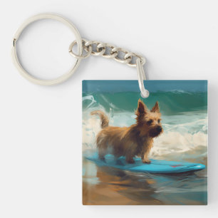 Porte-clés Peinture de surf de plage de Terrier Australien
