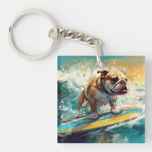Porte-clés Peinture de surf sur la plage de Bulldog