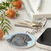 Porte-clés Peinture de Terre-Neuve - Cute Original Chien Art (Devant droit)