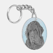 Porte-clés Peinture de Terre-Neuve - Cute Original Chien Art (Devant gauche)
