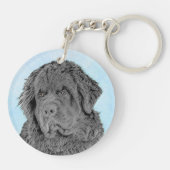 Porte-clés Peinture de Terre-Neuve - Cute Original Chien Art (Dos)