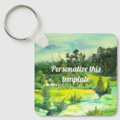 Porte-clés peinture de vallée verte Aquarelle (Recto)