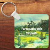 Porte-clés peinture de vallée verte Aquarelle (Recto)
