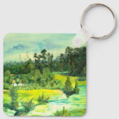 Porte-clés peinture de vallée verte Aquarelle (Dos)