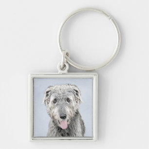 Porte-clés Peinture de Wolfhound irlandais - Joli art origina