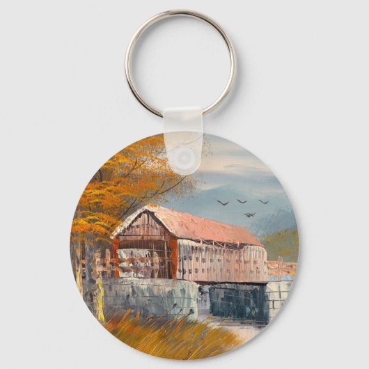 Porte-clés Peinture D'Un Ancien Pont Couvert De Pennsylvanie (Recto)