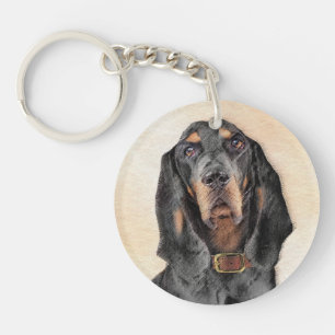 Porte-clés Peinture en noir et blanc - Art original Chien