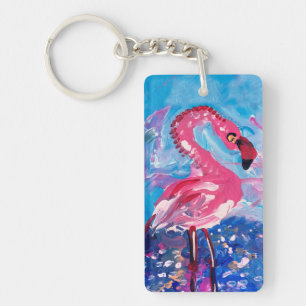 Porte-clés Peinture Flamant rose