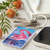 Porte-clés Peinture Flamant rose (Devant droit)