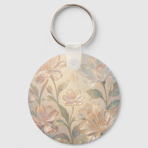 Porte-clés Peinture florale aux pastels doux en fleurs