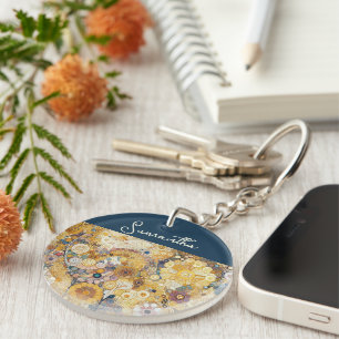 Porte-clés Peinture florale d'art fin de style Art nouveau an