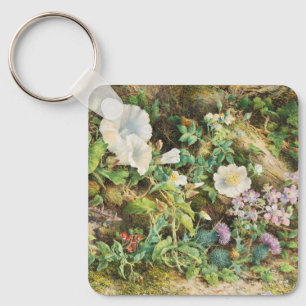 Porte-clés Peinture florale de fleurs de pétunias jolies vint