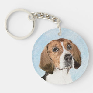 Porte-clés Peinture Foxhound en anglais - Joli art original c