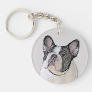 Porte-clés Peinture française de Bulldog (Pied de broche) - A