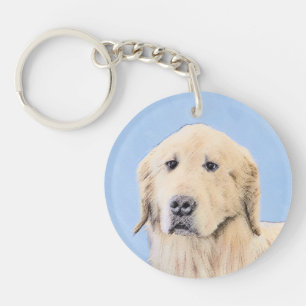Porte-clés Peinture Golden Retriever - Joli art original chie